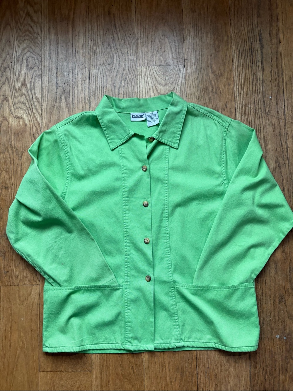 Vintage Green Cotton Chore Jacket Patch Pockets Size Small